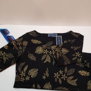 Karen Scott black and gold tees